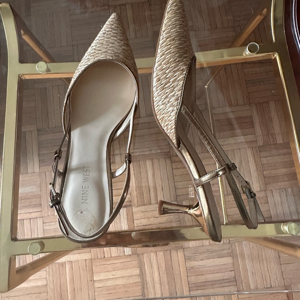 Nine West Tan Textured Slingback Heels